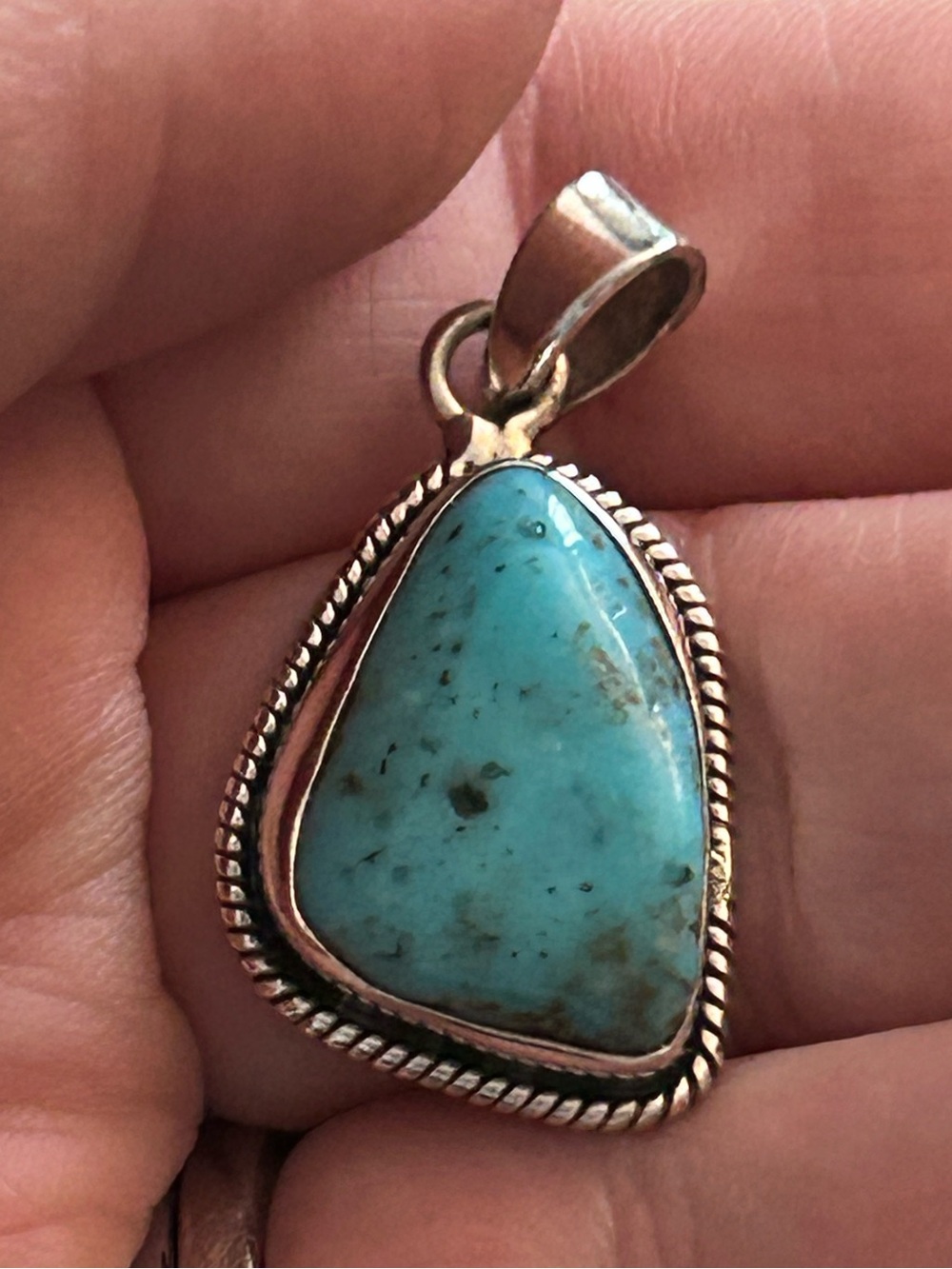 Stunning Turquoise Nugget Sterling Silver Pendant
